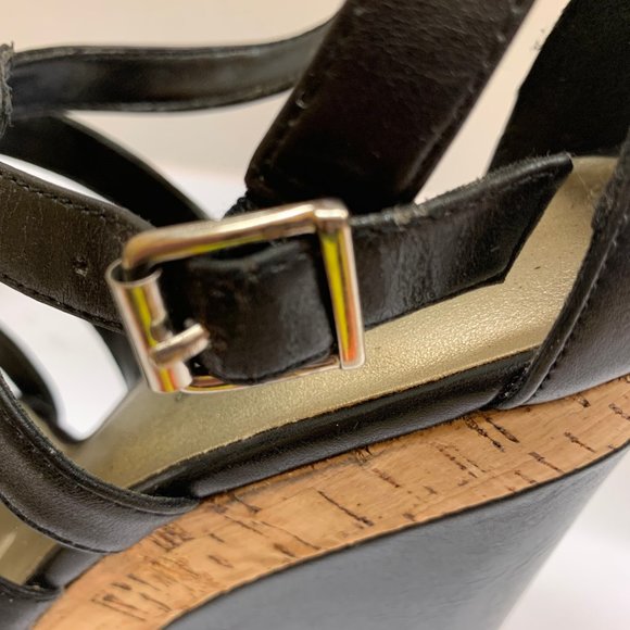 FREE DIBA® Black Cork Women's Wedges Size 8 - Picture 4 of 5